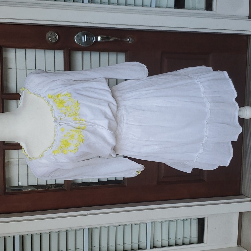 Old Navy White and Yellow Embroidered Dress/Coverup